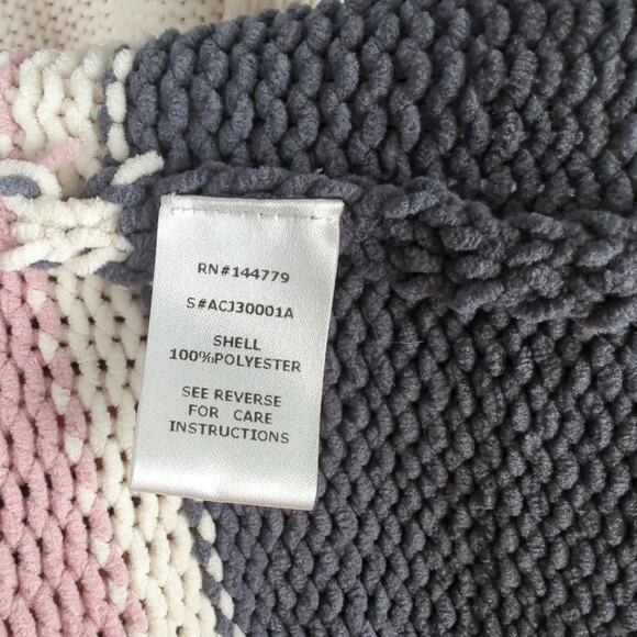 ACOA Cream Gray Pink Color Block Chenille Duster Cardigan Wrap Sweater Size XL - Picture 9 of 10